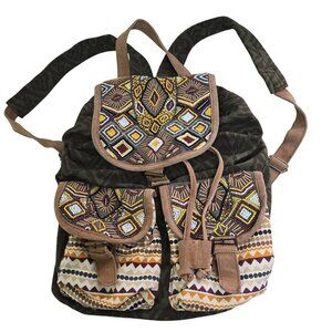 Sorpresa Bohemian Festival Canvas Suede Beaded Hippie Backpack